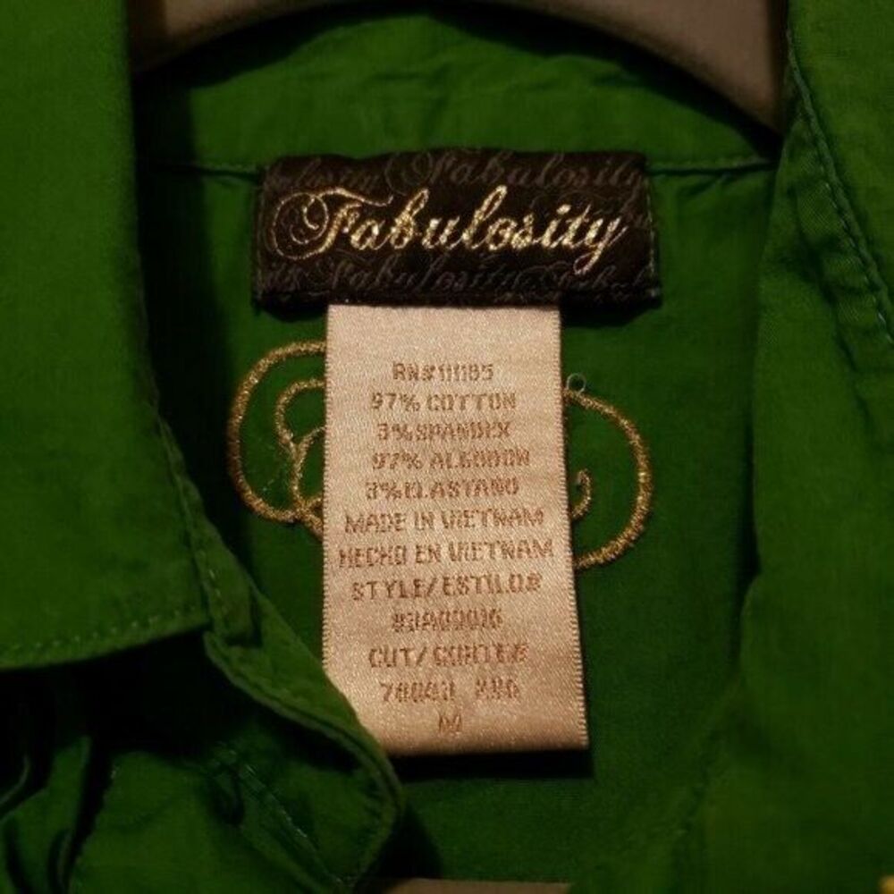 Green Ruffled Button-Down Shirt - Picture 5 of 8
